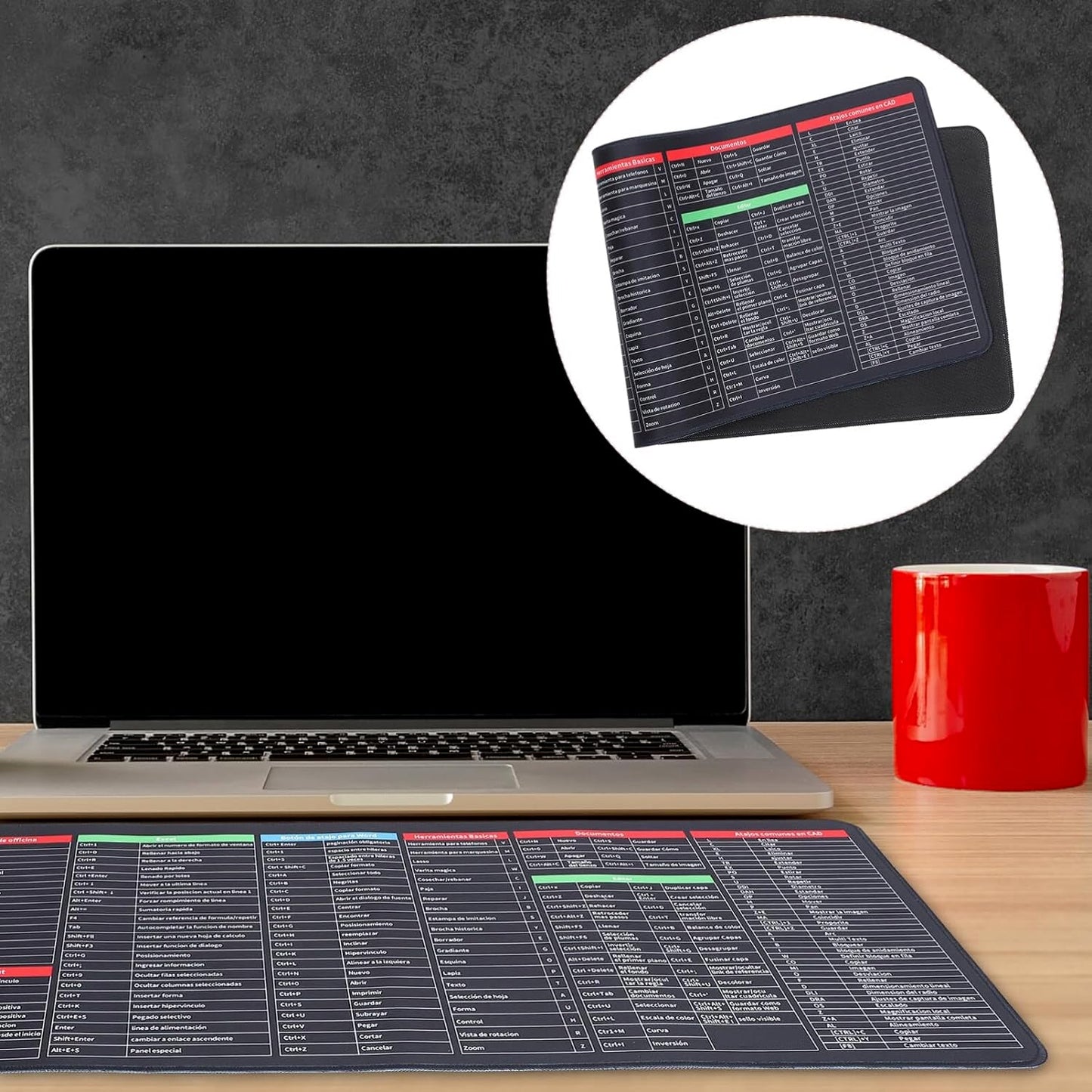 Mat of Shortcut Keyboard Mouse Pad Mat Mouse Pads for Desk Quick Key Super Large Anti-slip Keyboard Pad Desk Accessories Desktop Mouse Pad Office Oversized Big Mouse Pad Rubber (80—30 Cm)
