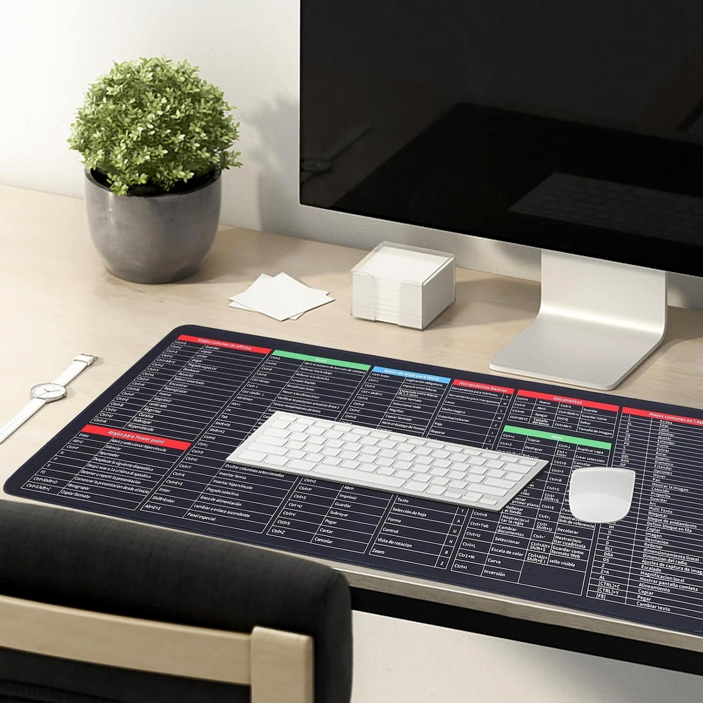 Mat of Shortcut Keyboard Mouse Pad Mat Mouse Pads for Desk Quick Key Super Large Anti-slip Keyboard Pad Desk Accessories Desktop Mouse Pad Office Oversized Big Mouse Pad Rubber (80—30 Cm)
