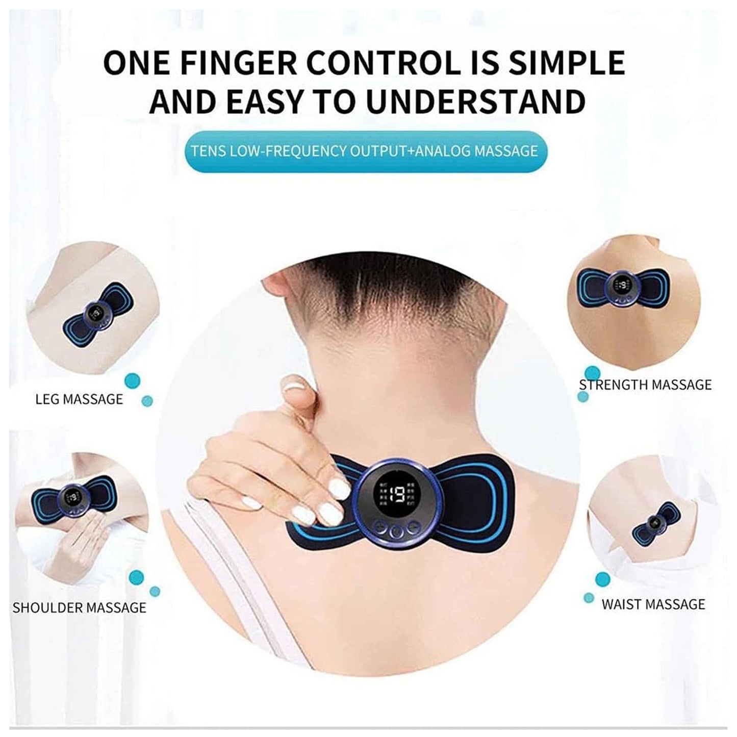 Portable USB Neck Massager Electric Neck Massager, Enhancer Mini Cervical Massager EMS Lymphatic Drainage Massage with Cable