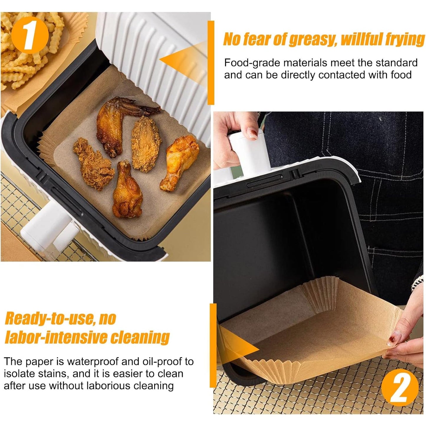 Square Air Fryer Disposable Paper Liner (50 Pcs Set / 160mmx45mm)